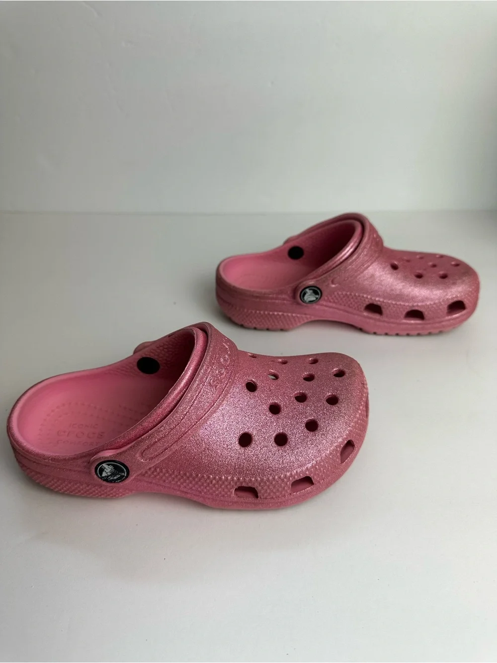 Crocs Clogs Glitter Pink Children's Size 12 Shoes Waterproof Lightweight